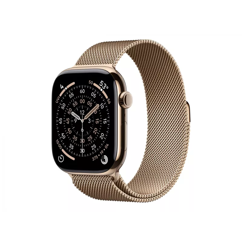 Apple Watch Series 11 GPS + Cellular 46mm Gold Titanium Gehäuse mit Gold Milanese Loop - S/M (MFD74ZR/A)