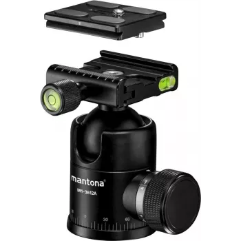 Stativ-Kugelkopf Mantona Onyx 12 21459 mit 3/8-Zoll-Montage und Schnellwechselplatte