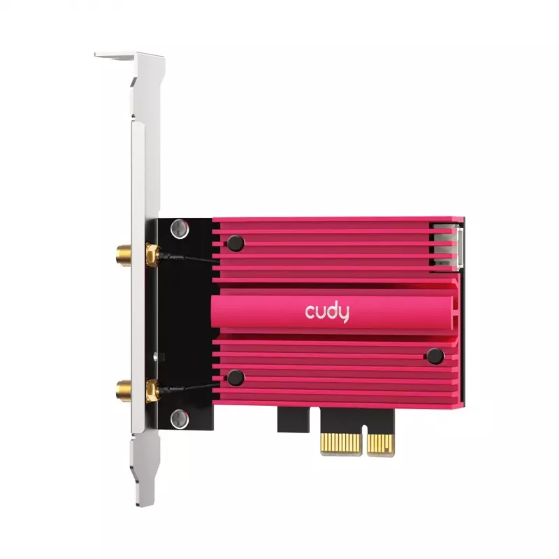 Interne WLAN Bluetooth Netzwerkkarte Cudy WE9300S PCIe, Wi‑Fi 7 (802.11be) Tri‑band 2.4/5/6 GHz, 5765 Mbit/s, Bluetooth 5.4, externe 2x2 Antenne
