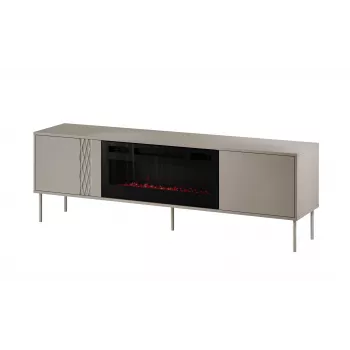 TV-Schrank mit Kamin Cama Meble TRESSE 180x40x54,5 cm — schwarzer Rahmen, Oberseite in Cashmere-Matt