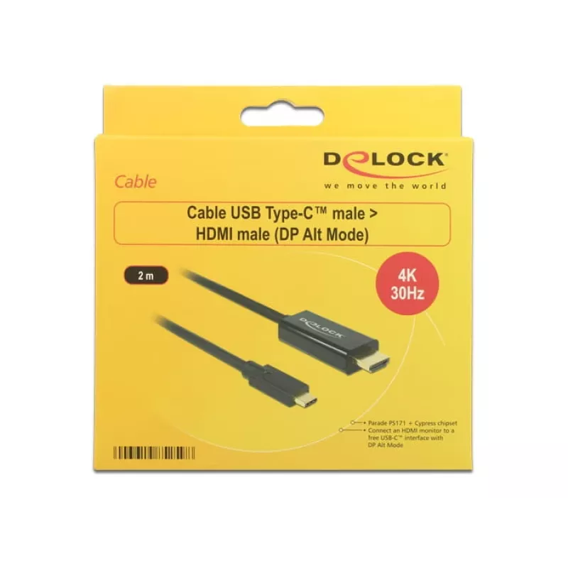 Videokabel-Adapter DeLOCK 85259 USB Typ-C zu HDMI 2m Schwarz