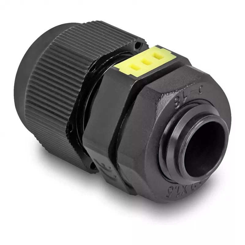Kabelverschraubung M12 DELOCK mit Belüftung IP68, Kunststoff, schwarz, 2 Stück
