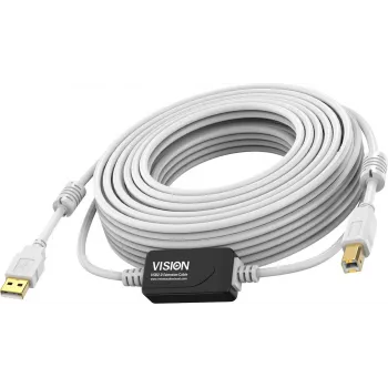 Vision White USB 2.0 Kabel 15m USB A auf USB B 0,48 Gbit/s