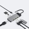 USB‑Typ‑C‑Hub Grün Cell HUBGC01 — 7 Anschlüsse: 3×USB‑A 3.2 Gen 1, 1×USB‑C 3.2 Gen 1, HDMI, microSD+SD-Kartenleser — Silber