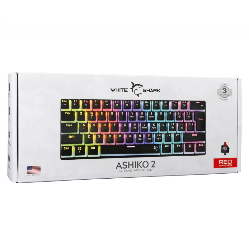 Gaming-Tastatur White Shark GK-2202 Ashiko 2 Schwarz/Rot US-Layout