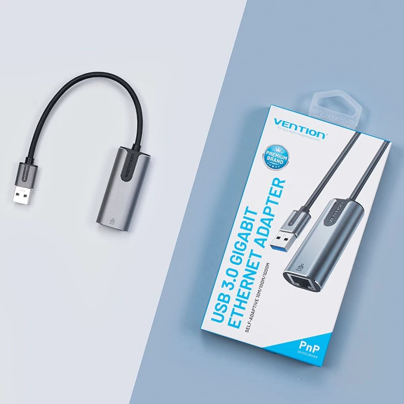 Vention USB 3.0-A auf Gigabit Ethernet Adapter Grau 0,15 m Aluminiumlegierung Typ