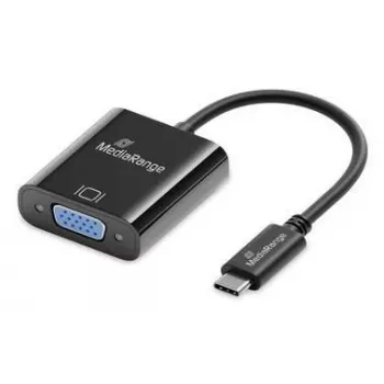 USB-C-auf-VGA-Videokonverter MediaRange MRCS229 20 cm — schwarzer Kabeladapter