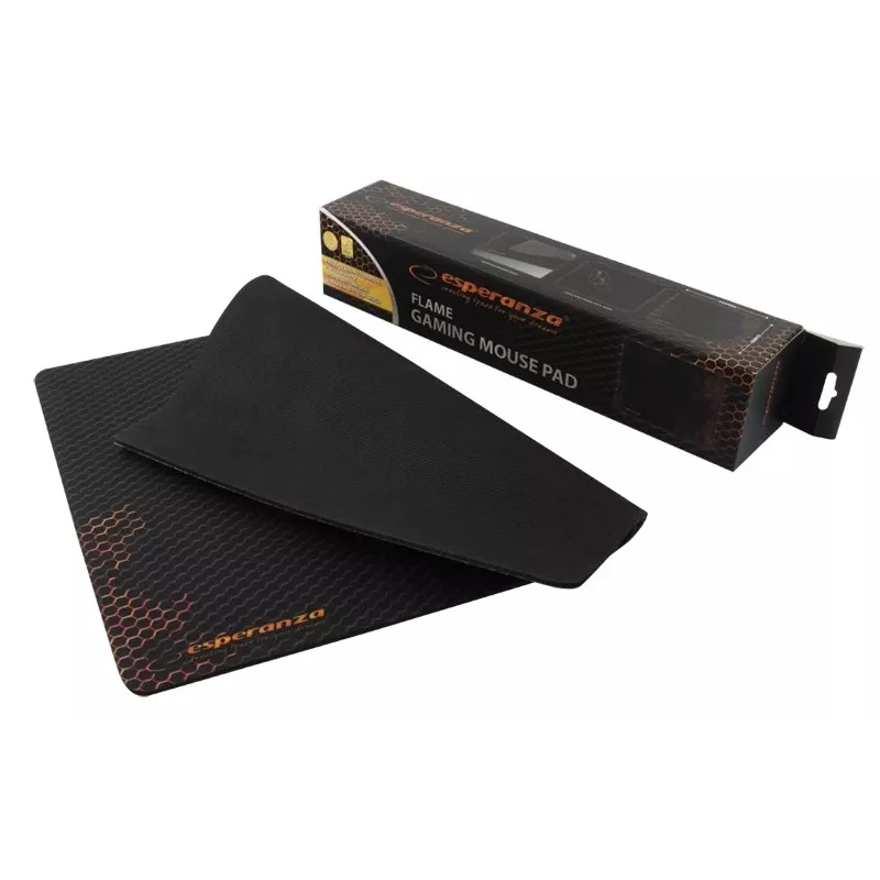 Mauspad ESPERANZA EA146R — Gummi-Gaming-Pad 440 × 354 × 4 mm, rutschfeste Basis, schwarz/rot