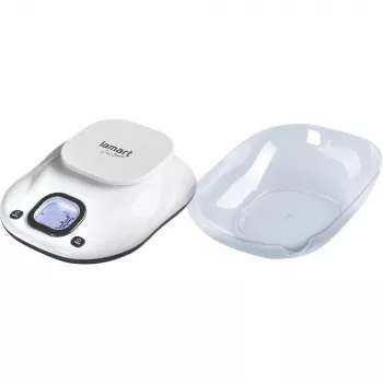 Küchenwaage LAMART LT7073 — Touch-Bedienung, großes LCD, abnehmbare Schüssel, Einheitenauswahl (g/ml/lb:oz), AAA-Batterie