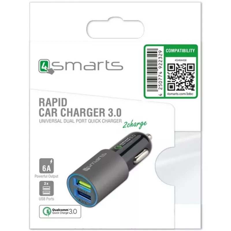 Mobilladegerät 4smarts 464458 Schwarz Grau Auto