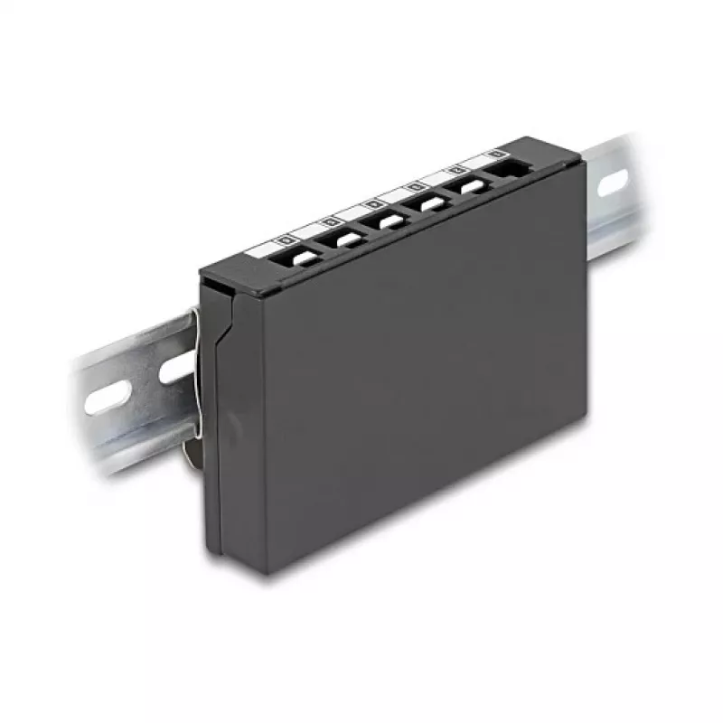 DELOCK Blank Panel 6-Port für Keystone RJ‑Module, schwarz, Metall, für Tisch-/Wand-/Hutschienenmontage