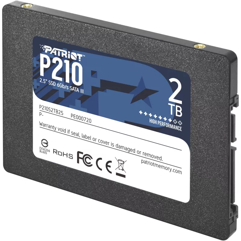 2,5 Zoll SATA III SSD PATRIOT P210 2 TB — 500 MB/s Lesen, 400 MB/s Schreiben, 7 mm