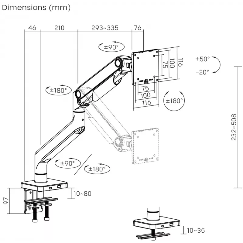 SBOX LCD Mount LCD-C49 für 17–49 Zoll Bildschirme, bis zu 20 kg, VESA 100x100