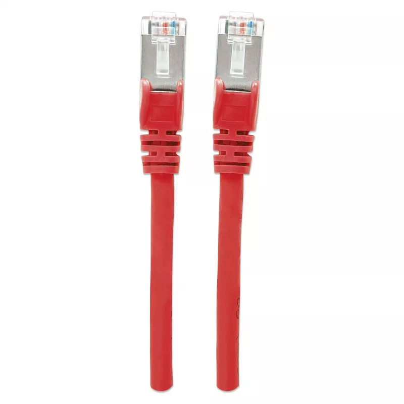 Intellinet Netzwerk-Patchkabel, Cat6, 0,5 m, Rot, Kupfer, S/FTP, LSOH / LSZH, PVC, RJ45, vergoldete Kontakte, Knickschutzhülle, mit Tülle, lebenslange Garantie