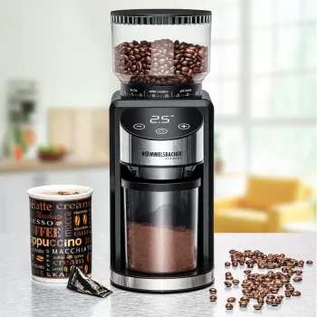 Kaffeemühle mit Kegelmahlwerk Rommelsbacher EKM 400 — kegelförmige Edelstahlmahlwerke, 35 Mahlgrade, 12 Dosen, 130 g Behälter