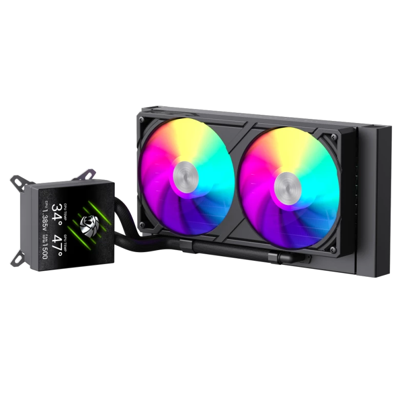 Gamemax CPU-Flüssigkeitskühler | GLACIER 240 LCD BK | Intel, AMD