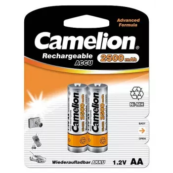 Wiederaufladbare Ni‑MH AA/HR6 Akkus CAMELION 2500 mAh, 2 Stück