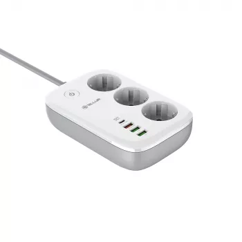 Steckdosenleiste Tellur TLL331521 Smarte WiFi-Steckdosenleiste mit 3 Steckdosen, PD 30W, QC 18W
