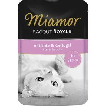 Nassfutter für Katzen Miamor Ragout Royale 74072 Ente Adult 100 g, sojafrei, Beutel
