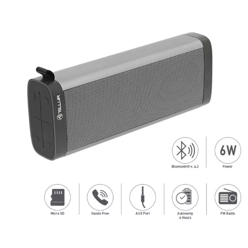Tragbarer Lautsprecher Tellur Bluetooth-Lautsprecher Selene Gray