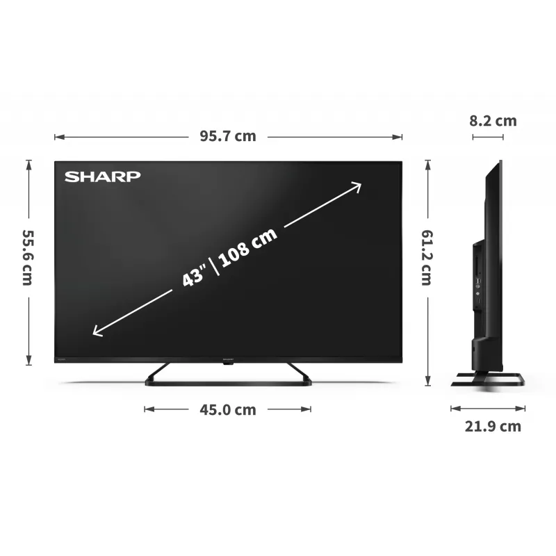 Sharp 43HP6265E TV Google UHD Schwarz