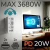 Power-Splitter MACLEAN MCE248 F/W — 3 AC-Steckdosen (1×16A, 2×6A) + 4×USB (2×A, 2×C PD 20W), EU-Stecker, weiß