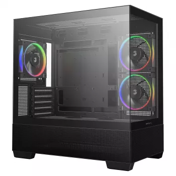 PC Midi Tower DeepCool CG380 3F – Schwarz, 235×437×451 mm, unterstützt 2x120 mm Seiten- + 1x120 mm Rücklüfter, Netzteil unten, 2,5-Zoll-/3,5-Zoll-HDD