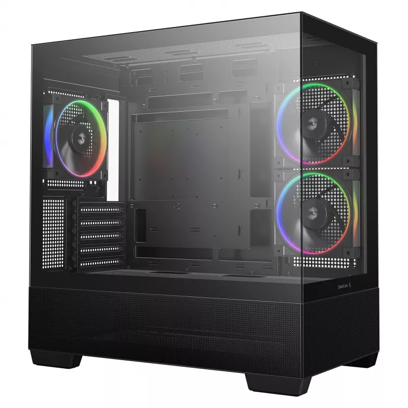 PC Midi Tower DeepCool CG380 3F – Schwarz, 235×437×451 mm, unterstützt 2x120 mm Seiten- + 1x120 mm Rücklüfter, Netzteil unten, 2,5-Zoll-/3,5-Zoll-HDD