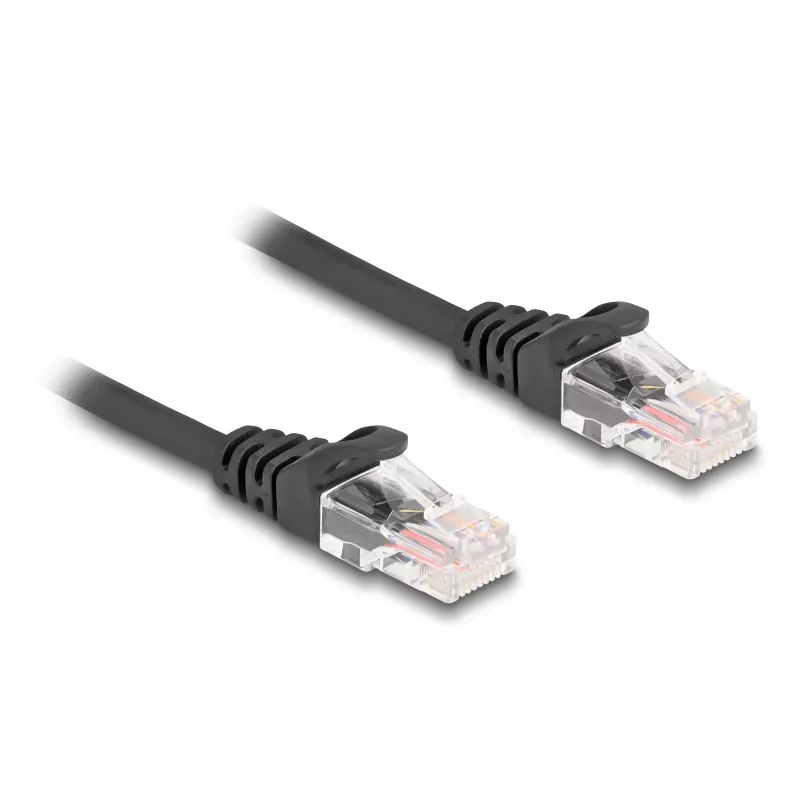 DeLOCK RJ45 Spiralkabel, Stecker – Stecker, Cat.5e, 2 m, schwarz