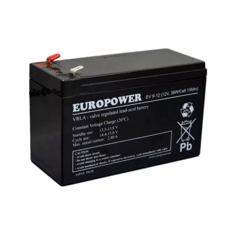 Blei-Säure-Versiegelte Batterie europower EV 12-9 — 12 V 9 Ah für USV und Notstrom