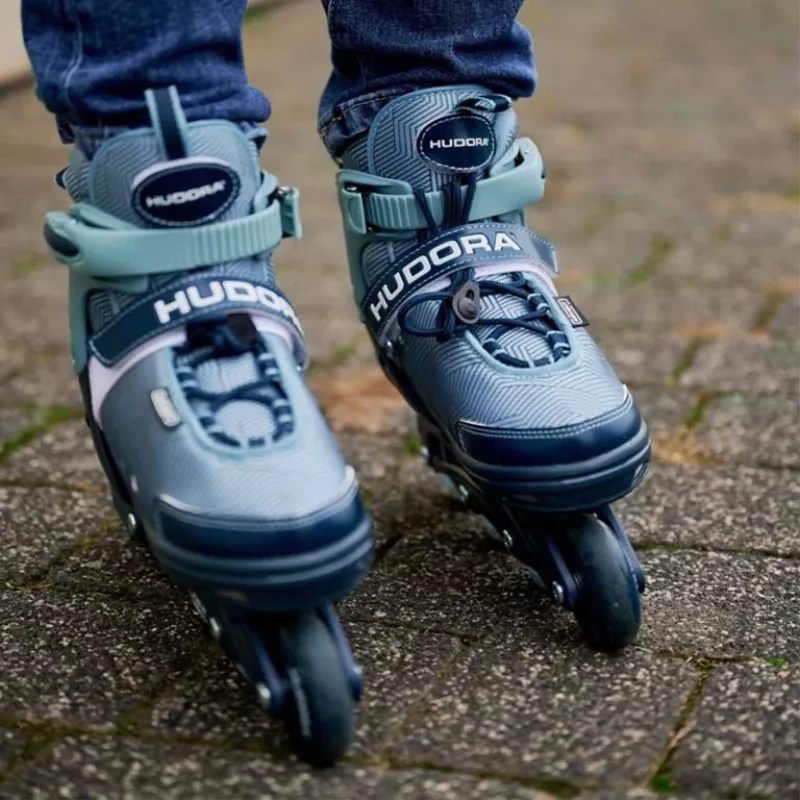 Inline-Skates HUDORA Leon 2.0, verstellbare Größe 37–40, blau/grau