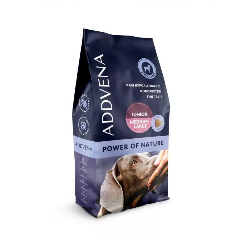 ADDVENA Power of Nature Junior Medium/Large Lamb - Trockenfutter für Hunde - 10 kg