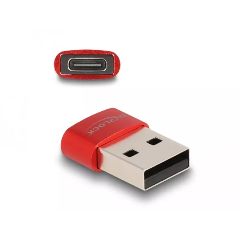 Delock - USB-Adapter - USB (M) zu 24 pin USB-C (W) - USB2.0 3 A - Rot (60050)