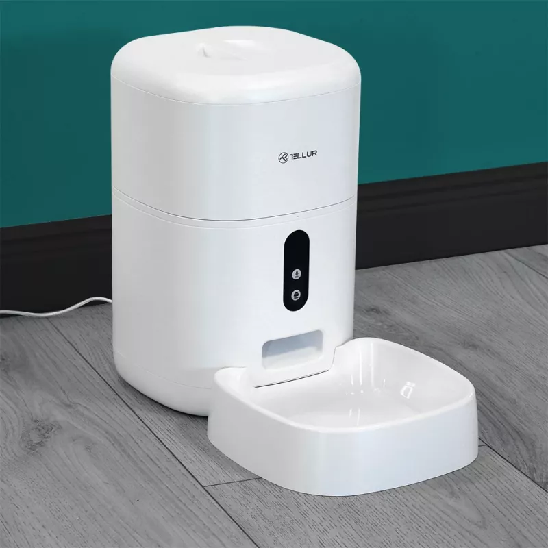 Automatischer Futterspender Tellur TLL331461 mit UltraHD-Kamera, 4 l, Weiß