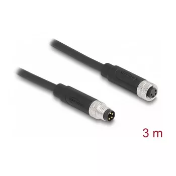 DeLOCK M8 4-poliges Kabel A-kodiert Stecker auf Buchse PUR TPU 3 m