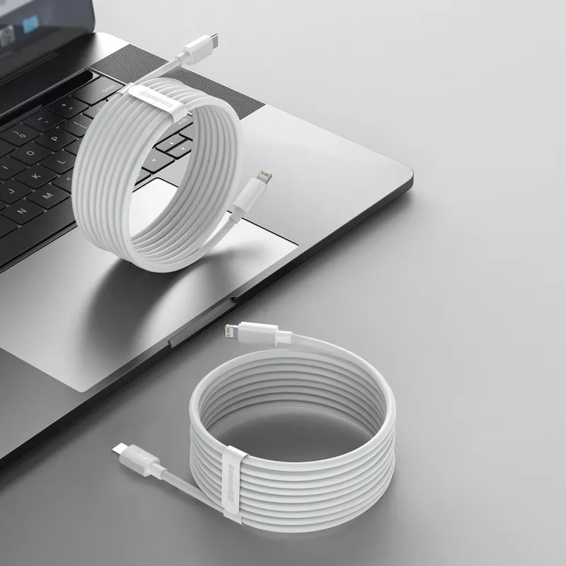 Baseus Simple Wisdom Datenkabel-Kit USB-C auf Lightning PD 20W (2 Stück/Set) 1,5m Weiß
