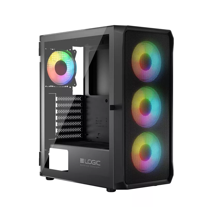 LOGIC CONCEPT Portos ARGB ATX Mid-Tower-Gehäuse, schwarz