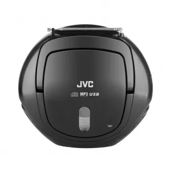 Tragbarer CD-Player JVC RD‑E221B — schwarz, CD/MP3, Kassettendeck, USB-Wiedergabe, UKW-Radio, AUX, Batterie-/Netzbetrieb
