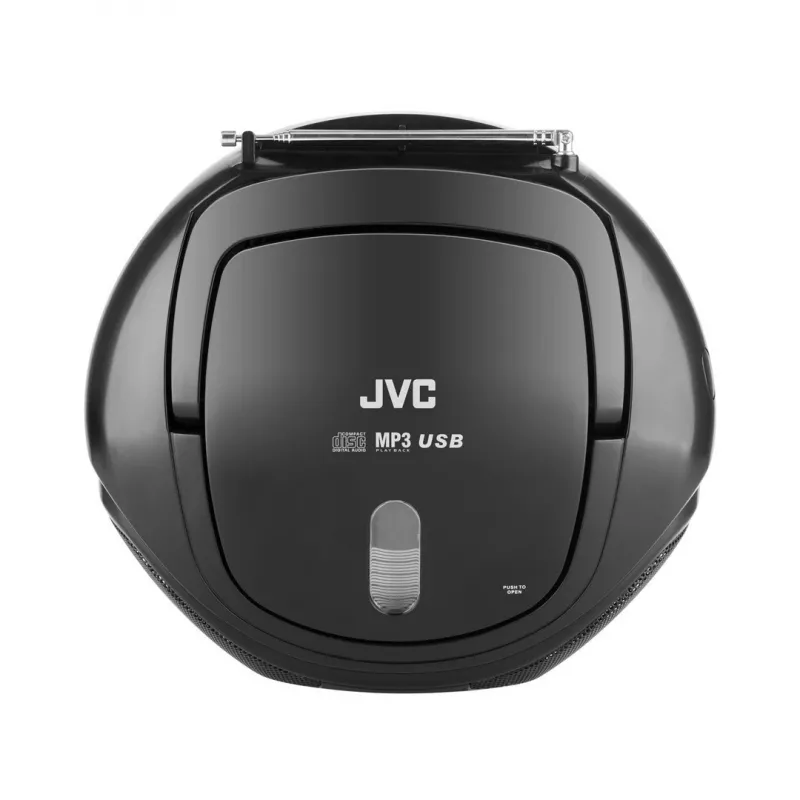 Tragbarer CD-Player JVC RD‑E221B — schwarz, CD/MP3, Kassettendeck, USB-Wiedergabe, UKW-Radio, AUX, Batterie-/Netzbetrieb