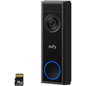 Video-Türklingel Eufy C31 2K mit microSD-Unterstützung, 2560×1440, 6500 mAh, kabelgebunden & kabellos, schwarz