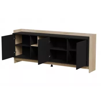 Cama PORTO 3D Kommode 190x38x77 Eiche/schwarz