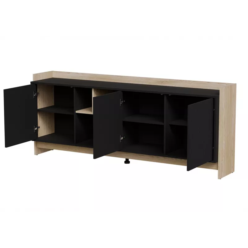 Cama PORTO 3D Kommode 190x38x77 Eiche/schwarz
