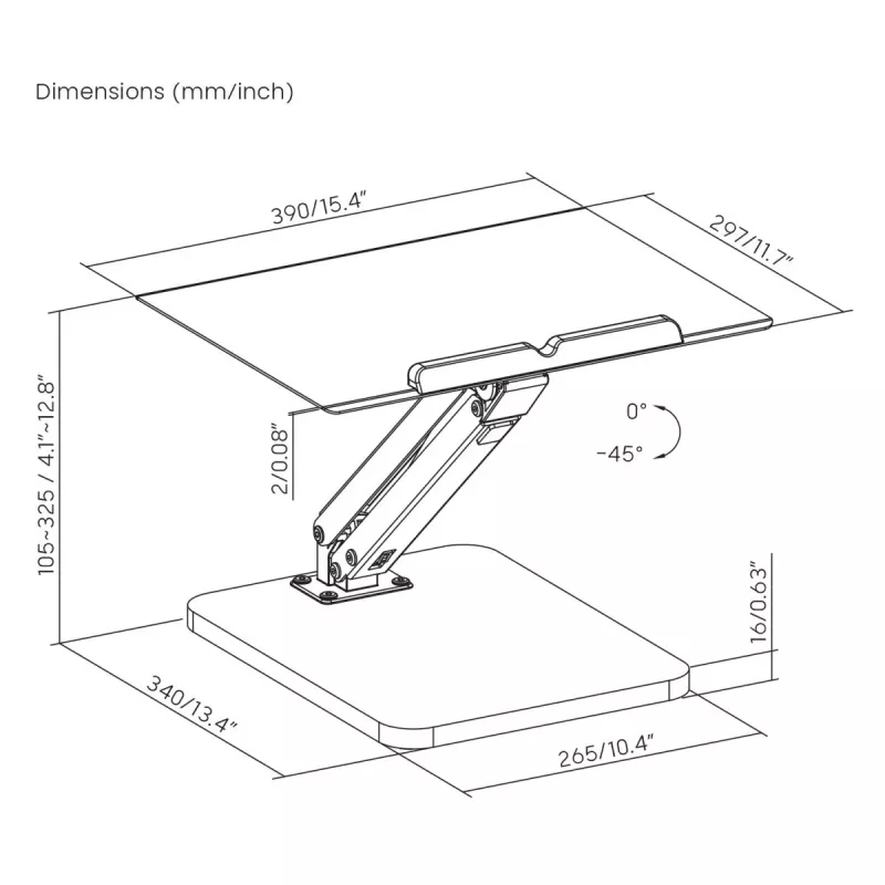Maclean Schreibtischständer für Monitor oder Laptop, Gasfeder, für stehendes und sitzendes Arbeiten, schwarz, MC-493