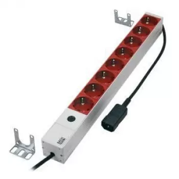 19-Zoll 1U Steckdosenleiste für USV, 8x Schuko, C14-Eingang, 2m (CABINETACC3)