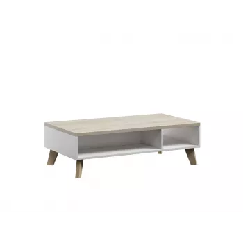 Couchtisch cama meble LOTTA 110 — rechteckig, 1100×600×350 mm, weißes Gestell mit Sonoma-Eiche-Tischplatte