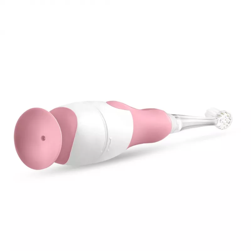 Elektrische Zahnbürste neno Denti Pink für Kinder — vibrierend, weiche Borsten, AAA-Batterie, 2‑Minuten-Timer