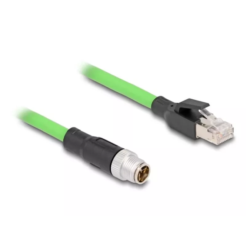 Netzwerkkabel DeLOCK M12 Kabel X-kodiert 8-polig Stecker auf RJ45 Stecker PUR (TPU) 1 m