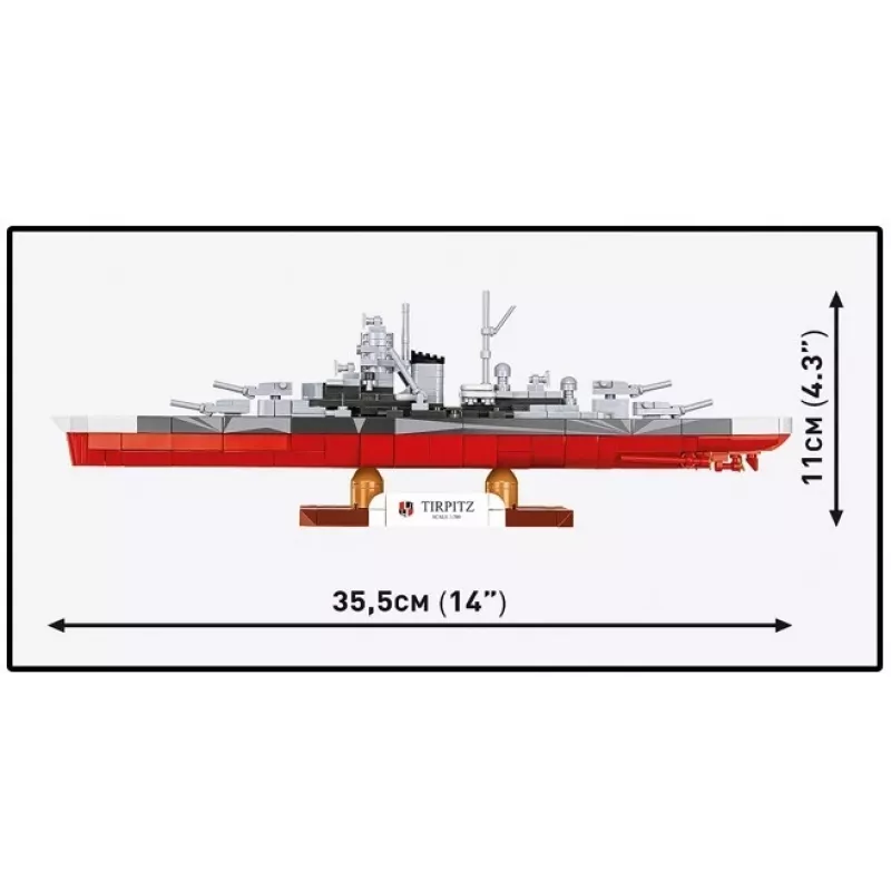 Konstruktionsset Cobi Schlachtschiff Tirpitz Modell mit 593 Teilen, maßstabsgetreu und Display-Merkmale