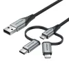 Vention USB 2.0 A Stecker auf 3-in-1 Micro-B&USB-C&Lightning Stecker Kabel 1M Grau Aluminiumlegierung