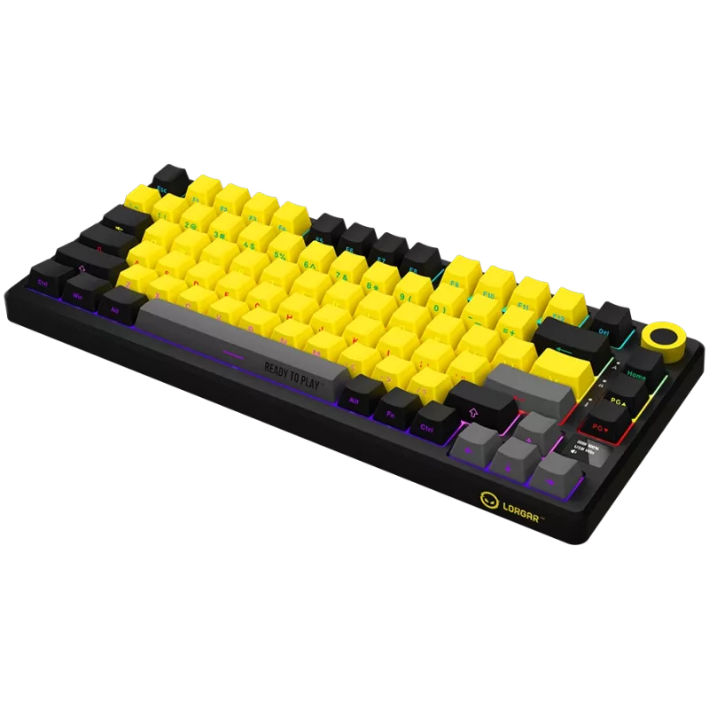 Kabellose mechanische Gaming-Tastatur LORGAR KBP7075W — Schwarz/Gelb, EN-Layout